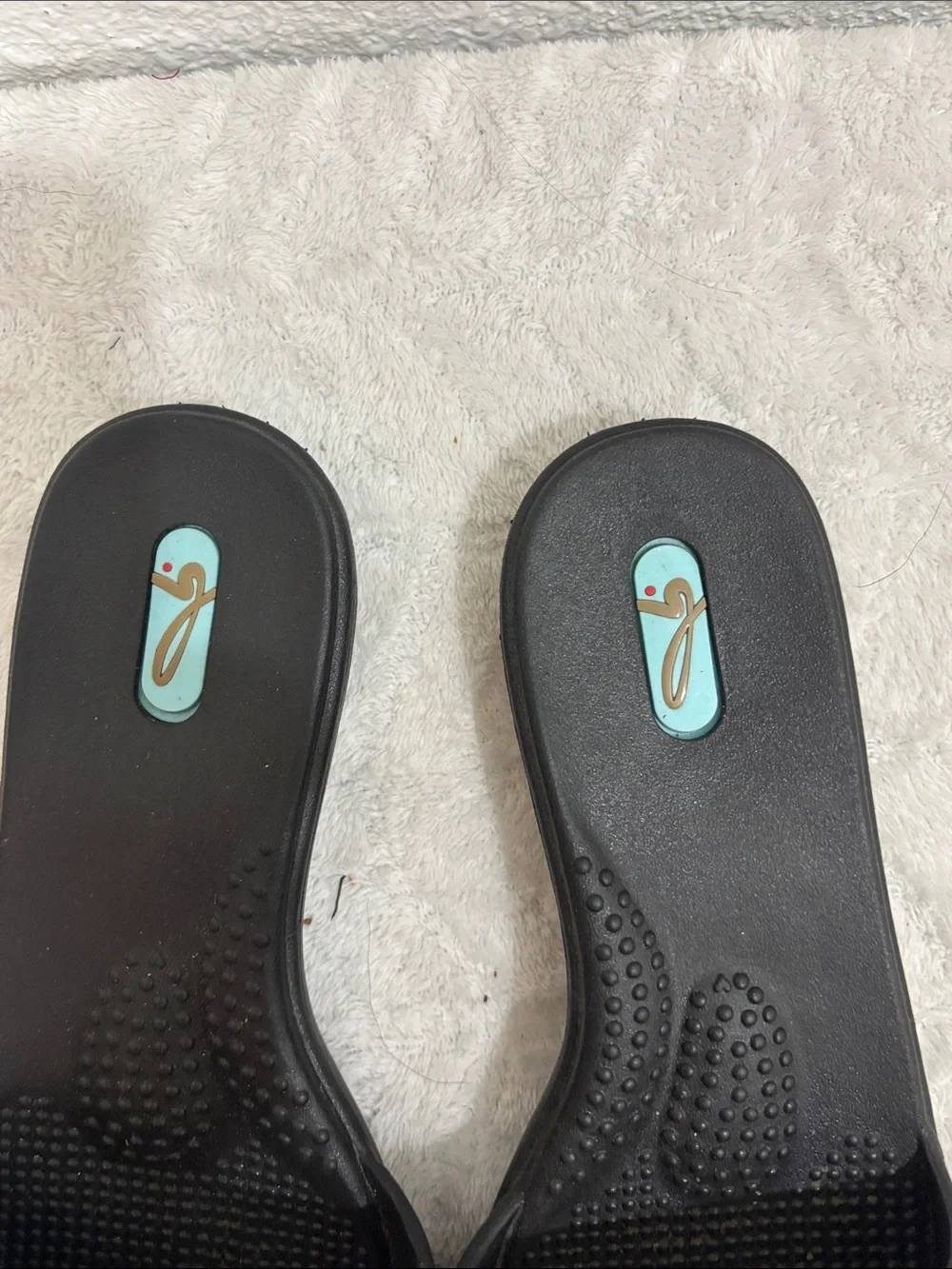 Oka-B Black Grommet Slide Sandals Comfort Massage Footbed Size M (7-8)
